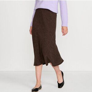 Lands' End Crinkle Midi Skirt in Rich Coffee Brown 14